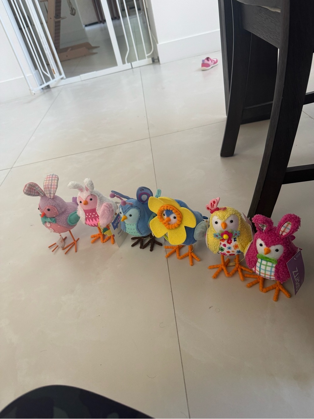 Set of 6 Colorful Plush Easter Chick Decorations